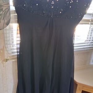 Chic Strapless Black Dress with Sequin Detail